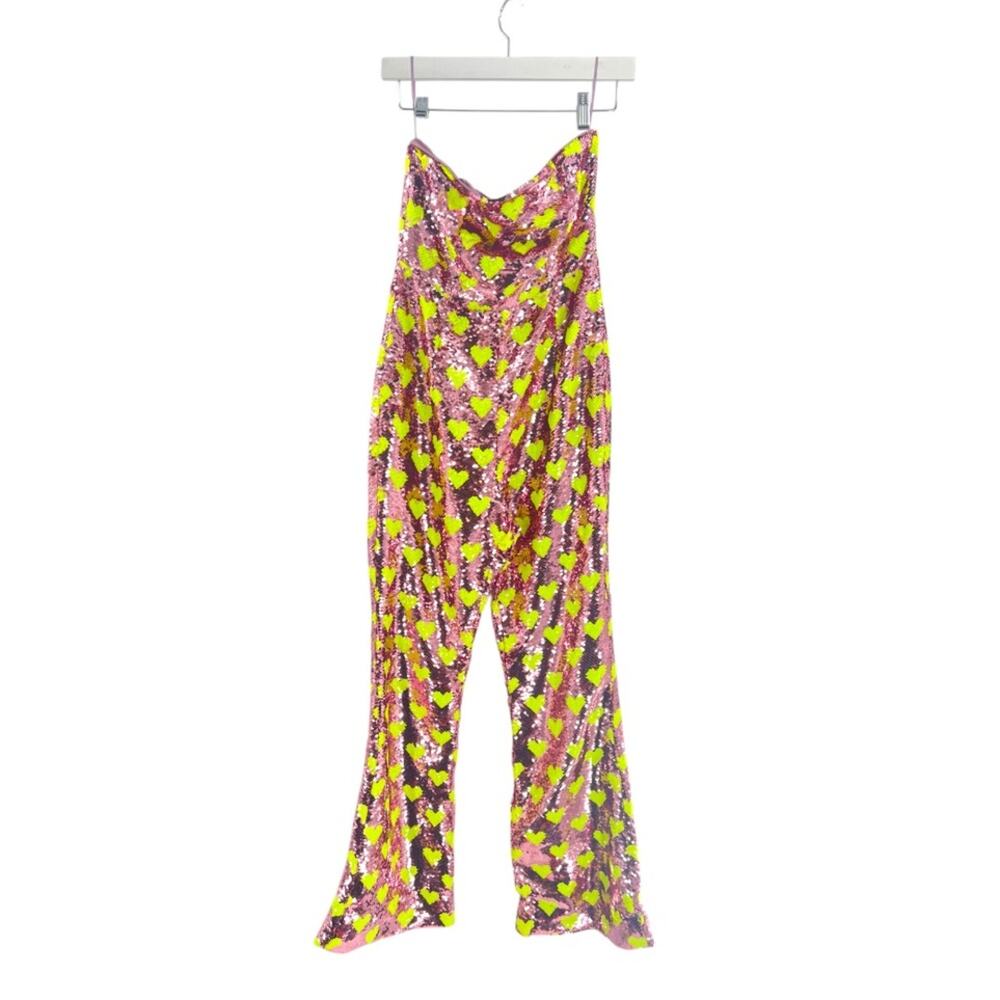 NWT Nasty gal tailored‎ sequin heart jumpsuit pink sz 4 - Picture 3 of 7